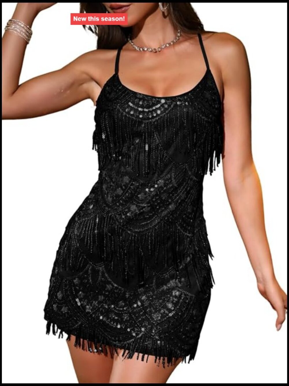 Sequin Fringe Sparkly Mini Dress Bodycon Backless